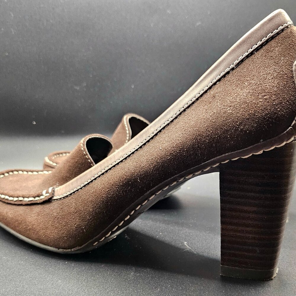 NINE WEST Classic Heeled Loafers, Size 8, Chocolate Brown, New - Picture 4 of 6